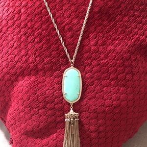 Gold & mint green necklace with tassel